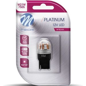 M-Tech LED W21W T20 12V - Platinum - Canbus - 14x Led diode - Rood - Enkel
