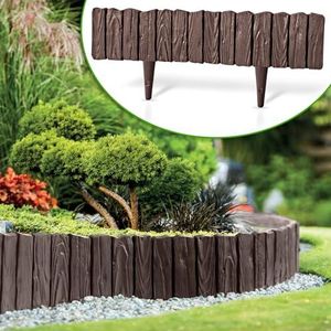 GardenPlast® WoodPalisade - gazonrand tuinpalissade palissade bloemperk houtlook (4,06m, bruin)