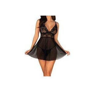 Idillia Babydoll En String - Zwart