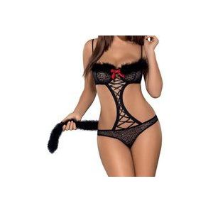 Obsessive Gepardina - Katachtig Zwart Kattenmeisje Kostuum Set - L/XL