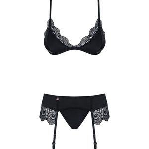 Obsessive Jarretel Lingerie Set - Erotische Lingerieset - Maat S/M - Zwart