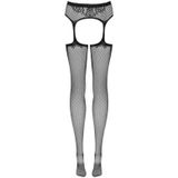 Obsessive Mesh Jarretels - Erotische Jarretelkousen - Maat S/M - Zwart