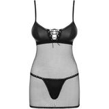 Obsessive Redella Chemise & String - Erotische Jurk - Maat L/XL - Zwart