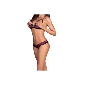 Obsessive Tulia BH & Open Kruis String - Erotische Lingerieset - Maat L/XL - Rood