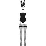 Obsessive Bunny Kostuum- Erotische Rollenspel Kleding - Maat S/M - Zwart