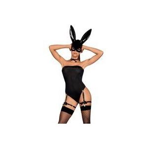 Obsessive Bunny Kostuum- Erotische Rollenspel Kleding - Maat S/M - Zwart