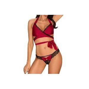 Obsessive Sensuelia 2-Delige Lingerie Set Met Wikkeltop - Rood