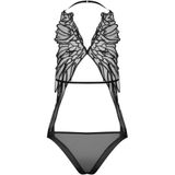 Obsessive Alifini Transparante Body Met Vleugelprint - Zwart
