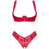 OBSESSIVE SETS | Obsessive - Lacelove Cupless Two Pieces Set Red Xs/s