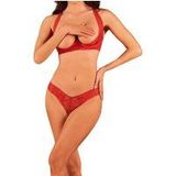 OBSESSIVE SETS | Obsessive - Lacelove Cupless Two Pieces Set Red Xs/s