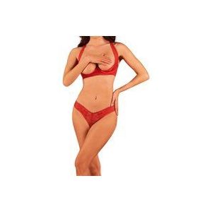 OBSESSIVE SETS | Obsessive - Lacelove Cupless Two Pieces Set Red Xs/s