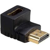 Akyga Adapter (AK-AD-01) 90 graden gebogen voor het aansluiten van een HDMI-stekker op een high-speed HDMI-aansluiting met Ethernet versie 1.4 zwart