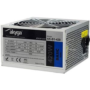 Akyga - AK-B1-420 - PC Voeding - Grijs - 420 W - ATX12V 2.0