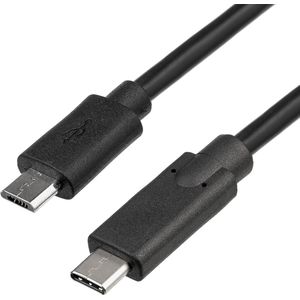 Akyga AK-USB-16 USB-kabel 1 m USB 2.0 Micro-USB B USB C Zwart