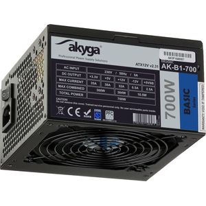 Akyga - AK-B1-700BE - ATX Voeding - Zwart - 700W - 12 cm