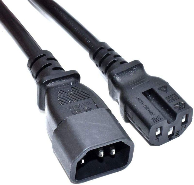 Akyga AK-UP-06 netsnoer voor server UPS hot-plug hot-swap stroomkabel uitbreiding IEC C14 / C15 1,8 m, kabel voor koude apparaten zwart, Cu 100% koper, 3x1 mm2 HQ