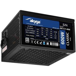 Akyga - AK-C1-600 - PC Voeding - Zwart - 600W - 80 PLUS
