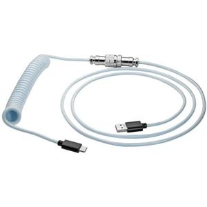 AKYGA AK-USB-48 Gevlochten USB-kabel, type C naar USB A 3,0 m, hemelsblauw, mechanische toetsenbord-spiraalkabel met afneembare Aviator-aansluiting voor gaming-toetsenbord