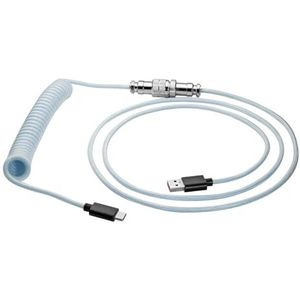 AKYGA AK-USB-48 USB type C naar USB A kabel, gevlochten, 3,0 m, hemelsblauw, spiraalkabel voor mechanisch toetsenbord met afneembare pilotenaansluiting voor gaming-toetsenbord