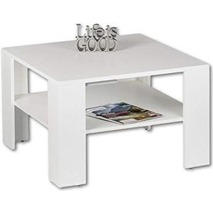 JOKER Mini salontafel wit - ruimtebesparende salontafel met plank voor je woonkamer - 70 x 44 x 70 cm (b x h x d)