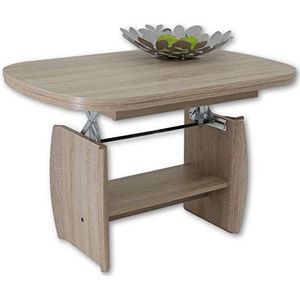 Stella Trading KIRK MINI salontafel in hoogte verstelbaar en uittrekbaar in eiken sonoma look - praktische salontafel met opbergruimte voor je woonkamer - 95 x 52 x 59 cm (B/H/D)