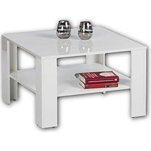 Amelia Mini-salontafel in hoogglans wit, eenvoudige salontafel met opbergruimte voor je woonkamer, 70 x 44 x 70 cm (b x h x d)