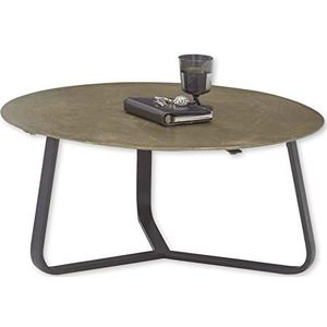 Stella Trading RANCHI salontafel rond metaal, goud antiek-buitengewone salontafel metalen plaat en metalen frame, 75 x 33,5 x 75 cm