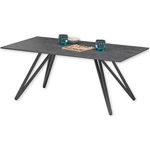 JESSE Salontafel, industriële stijl, zwart, moderne woonkamertafel met keramische plaat en metalen frame, 110 x 46 x 70 cm (b x h x d)