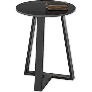 Stella Trading Jason Salontafel, rond, zwart-moderne woonkamertafel met keramische plaat en metalen frame, keramiek, 40 x 50 x 40 cm