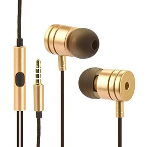 Partner Telecom Wired headphones OEM Wire earphones Jack 3,5 mm with microphone Mi metal box gold, Koptelefoon, Goud