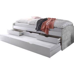 Kajuitbed Nasri - Beton/Wit - Multifunctioneel met Bedlade