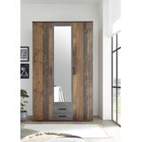 Kleiderschrank mit Spiegel - Old Style - grau - 120 cm - CHICAGO