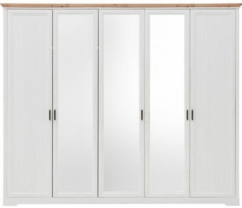 Kleiderschrank mit Spiegel - weiß - Artisan Eiche - 266 cm - JASMIN