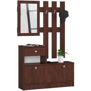 kapstok Garderobe set hal meubels set kast set met hal bank spiegel kast hout materiaal bruin eiken look