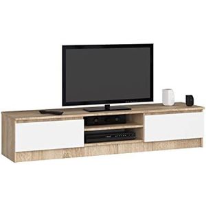 AKORD TV-kast K-160, klassiek tv-meubel, tv-bank, moderne tv-kast, 33 x 160 x 40 cm (h x b x d), gewicht 30 kg, kleur: Sonoma eiken/wit