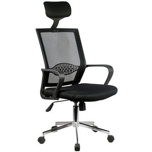 AKORD OCF-9 Ergonomische bureaustoel, bureaustoelen met armleuning, bureaustoel met hoofdsteun, draaibaar, in hoogte verstelbaar, maximale belasting: 125 kg, zwart
