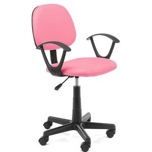 AKORD FD-3 Bureaustoel voor kinderen, bureaustoelen met armleuning, bureaustoel, draaibaar, in hoogte verstelbaar, maximale belasting: 100 kg, roze