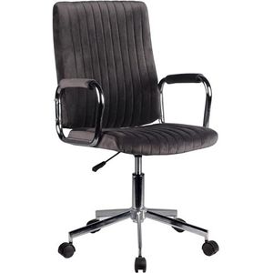AKORD Homeoffice stoel, draaistoel, make-uptafel, in hoogte verstelbaar, tot 120 kg belastbaar, stoel met wieltjes, bureaustoel met armleuning, grijs