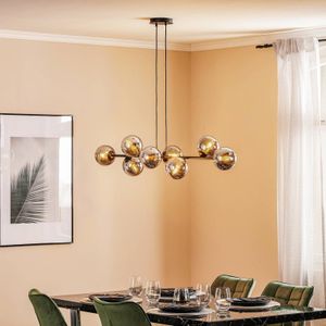 EMIBIG LIGHTING Glassy hanglamp, 8-lamps, zwart, grafiet, glas, E14