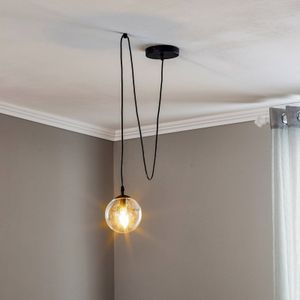 EMIBIG LIGHTING Glazen hanglamp, gedecentraliseerd, zwart, helder, glas, Ø 14cm