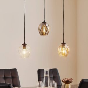 EMIBIG LIGHTING Hanglamp Starla recht 3-lamps grafiet/amber/helder