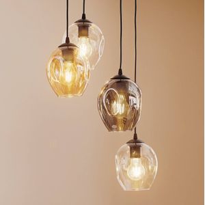 EMIBIG LIGHTING Hanglamp Starla rond 4-lamps grafiet/amber/helder