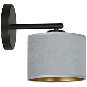 Emibig HILDE Zwarte wandlamp met kap met grijze stoffen kappen, 1x E27