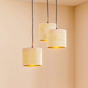 EMIBIG LIGHTING Hanglamp Jari stoffen kap 3-lamps rond wit-goud