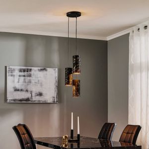 EMIBIG LIGHTING Hanglamp Joni 3-lamps rond zwart-gemarmerd