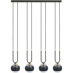 Emibig GLAM Black Globe Bar Pendel-Deckenleuchte mit klaren, schwarzen Glasschirmen, 4x E14