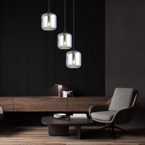 Zwarte glazen hanglamp eettafel Storm rond 3-lichts | NADUVI Collection