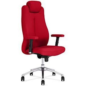 Nowy Styl Sonata Lux Bureaustoel, robuuste en ergonomische managersstoel, in hoogte verstelbare armleuningen en hoofdsteun, synchroonmechanisme, metaal, rood, 110 kg