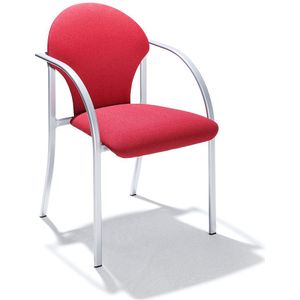 Gestoffeerde stapelstoel, zitting h x b x d = 470 x 450 x 490 mm, kleur bekleding rood, VE = 2 stuks