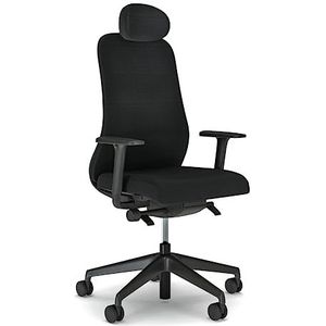 NOWY STYL Souly Bureaustoel, synchroonmechanisme met zitdiepteverstelling, pocketveringzitting, 2D-armleuningen, 3D-hoofdsteun, ergonomisch, kunststof, zwart, belastbaarheid tot 110 kg